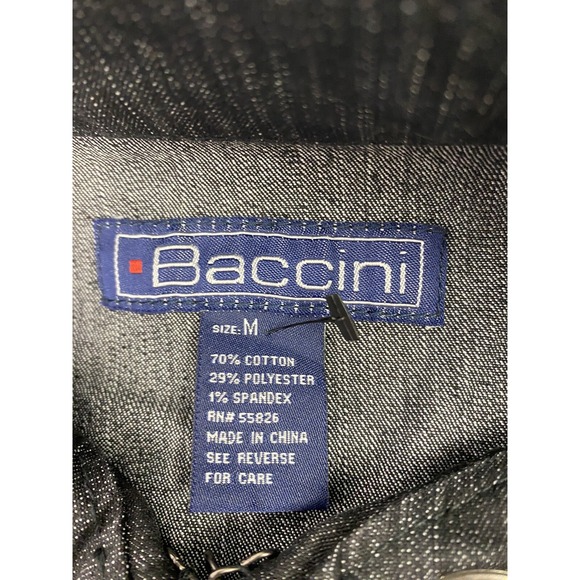 BACCINI‎ Black Denim Jean Jacket Womens Medium Metal Holes Hook & Eye Closure - Picture 5 of 5